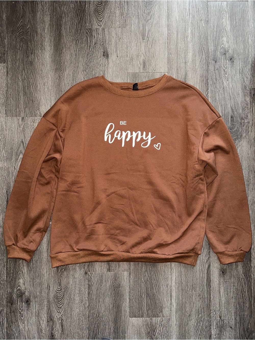 Oversized 'Be Happy' Crewneck Sweatshirt